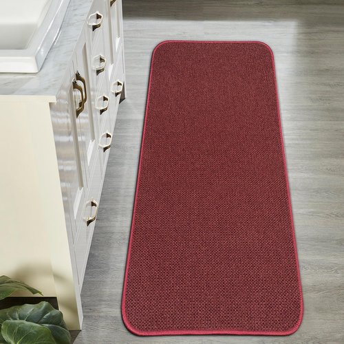 Bosap Bath Mat,Ultra Thin Bathroom Runner Rugs,Large Bath Mats for Bathroom,Quick Dry,Non-Slip,Machine Washable,Low Pile,Bath Rug,Shower Outside,Sink,Home Decor Accessories.Red,（17x35inch）
