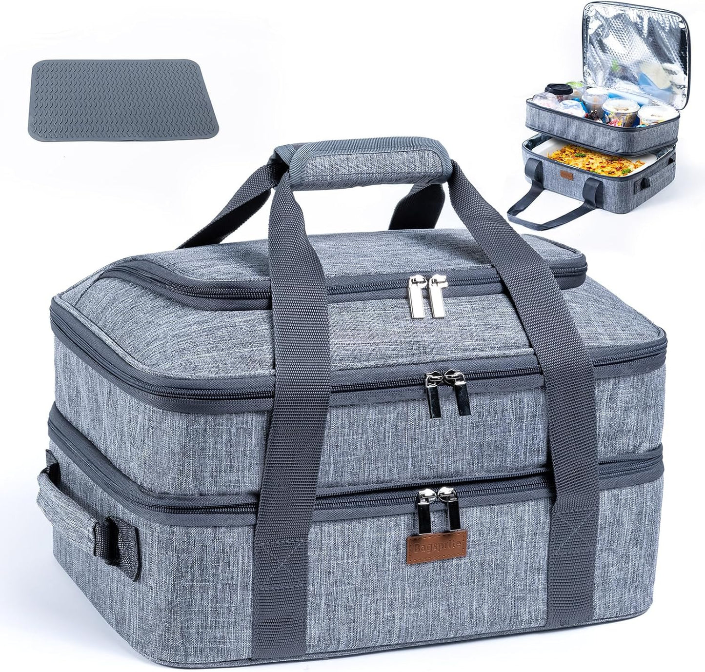 BAGSPRITE Insulated Casserole Carrier - Expandable Thermal Tote for Hot or Cold Food | Fits 9" x 13" Dish
