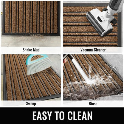 BEHERO Outdoor Door Mat - Extra Durable Heavy Duty Welcome Mat | Non-Slip Waterproof, 30.5"x17", Beige Brown