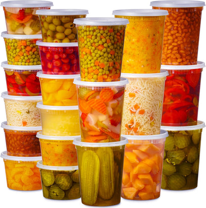 Skiennix 48 Pack Plastic Deli Containers - Clear, BPA-Free, Leakproof Meal Prep Storage | 16 & 32 oz