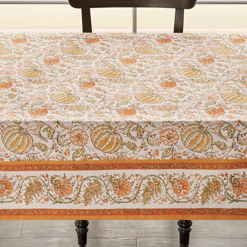 Pumpkin Spice 60" x 120" Rectangular Cotton Tablecloth - 100% Cotton, Maison d'Hermine (Variation 007)