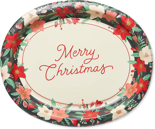 American Greetings 36-Count Winter Floral Paper Dinner Plates - Perfect for Christmas Parties