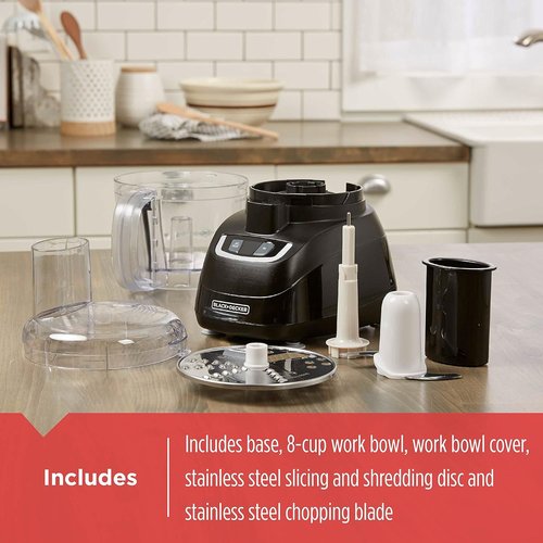 BLACK+DECKER 8-Cup Food Processor - Versatile Kitchen Appliance in Sleek Black Finish