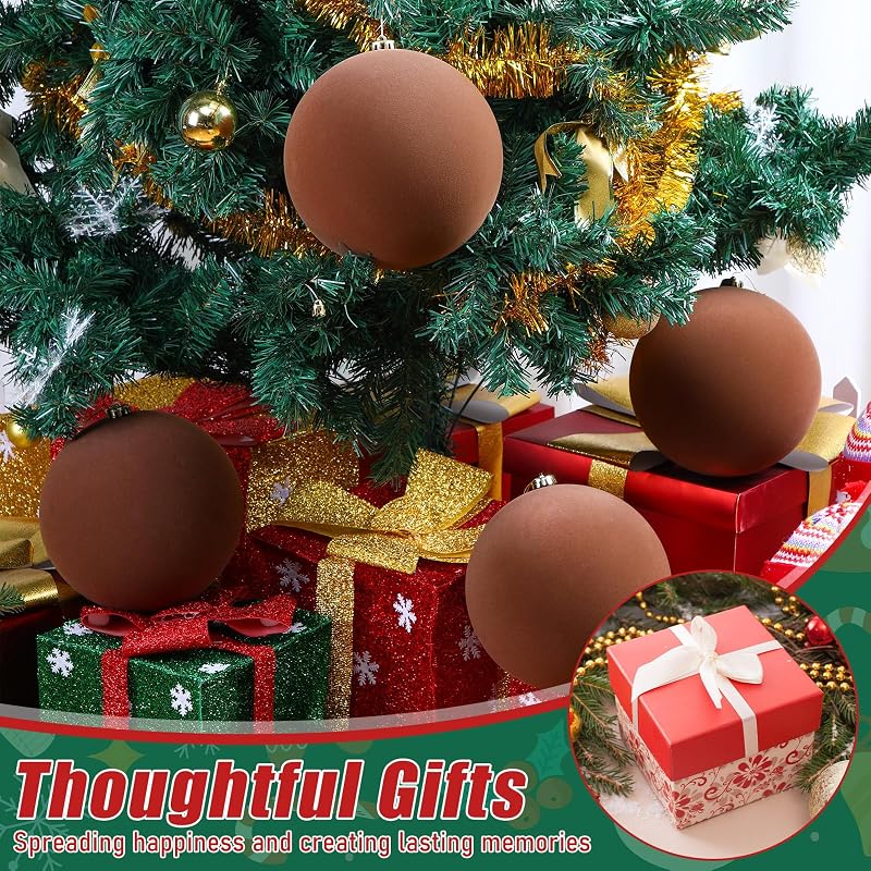 Hollowfly 4Pcs 8in Velvet Christmas Balls – Khaki Brown Variation of THIS listing