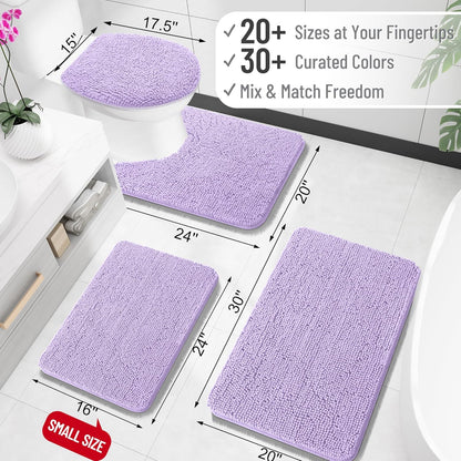 OLANLY Large Bath Rugs - Extra Soft Chenille, Quick-Dry Rubber Backing, 47x32 Inches, Lavender
