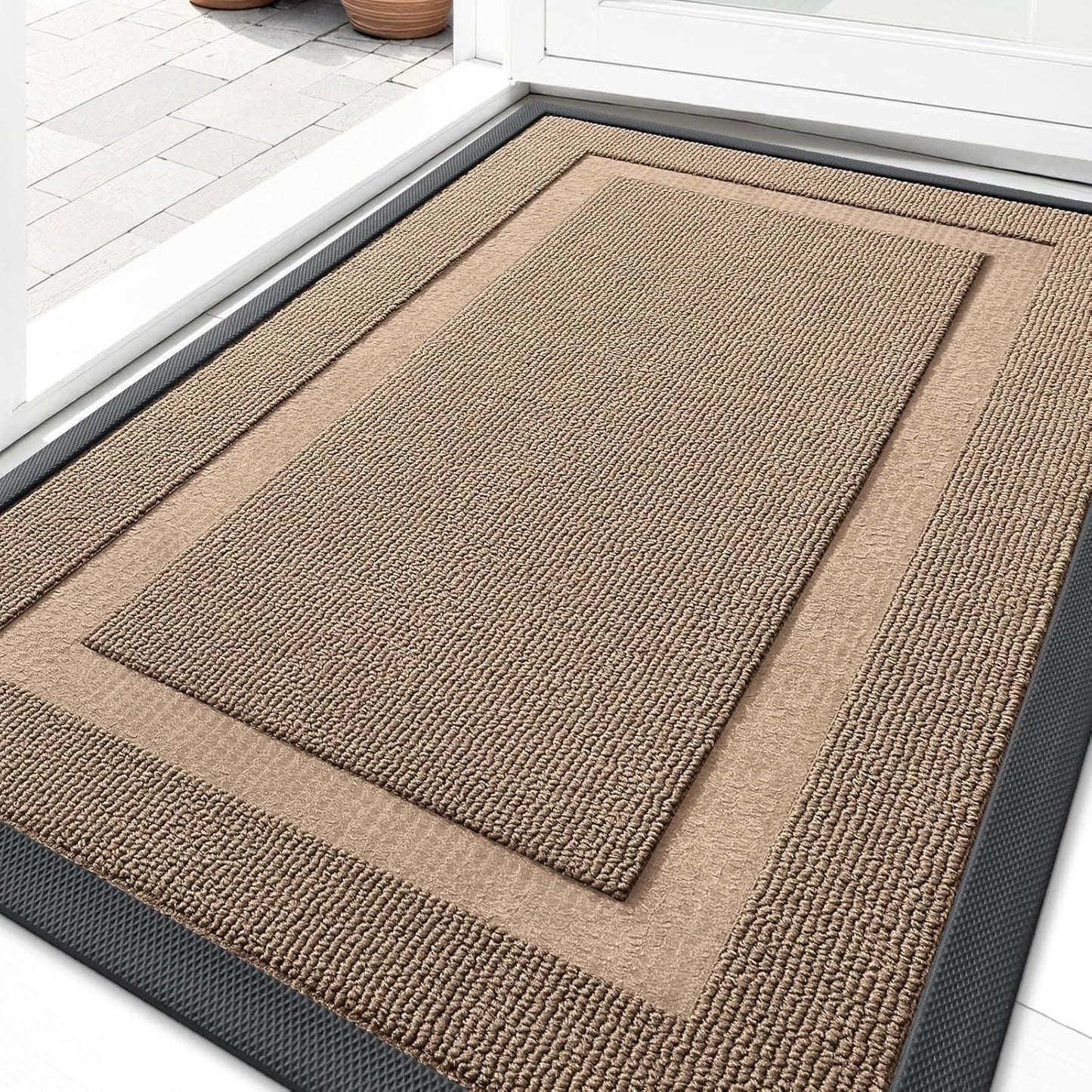 OLANLY Waterproof Front Door Mat - All-Season Indoor/Outdoor Doormat | Sturdy Natural Rubber, 29.5x17 Mocha