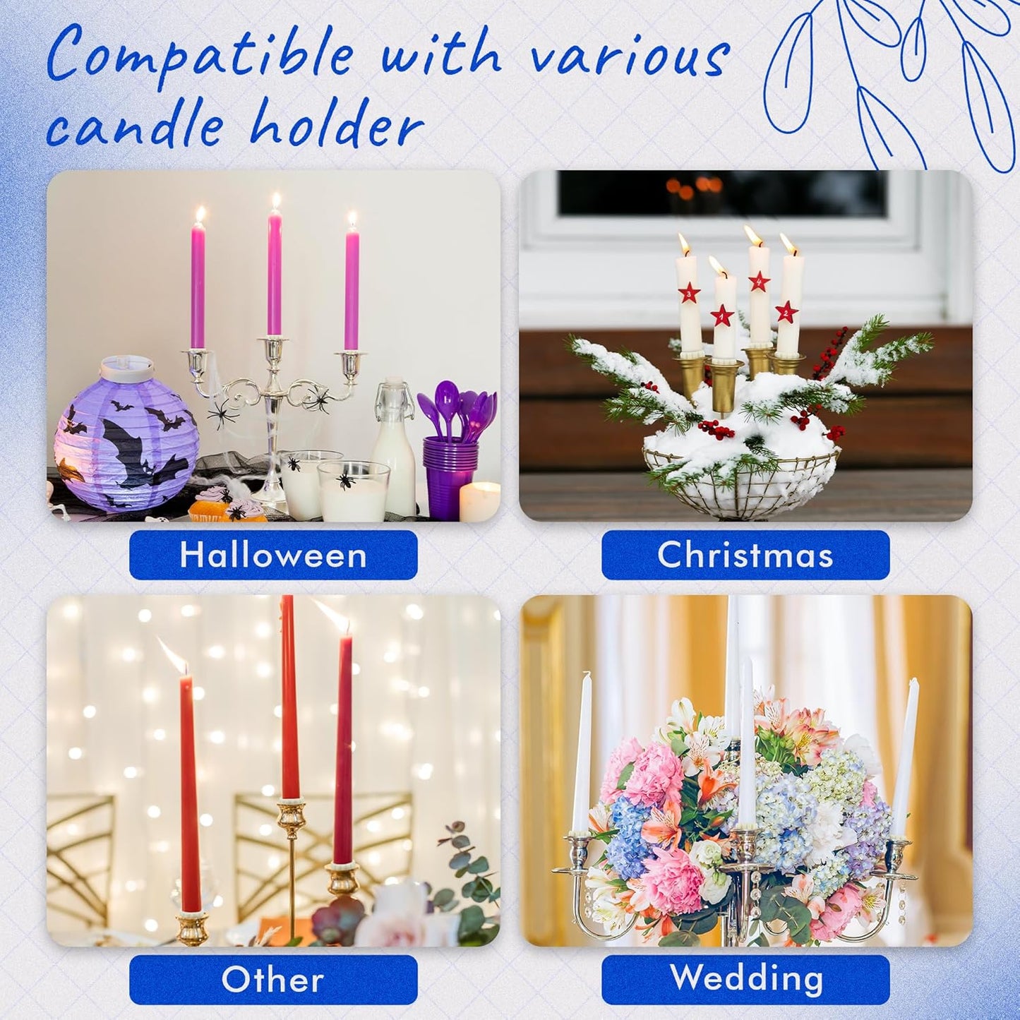 U0U Candle Grippers - 30 Pack Rubber Candle Hugger Gaskets for Taper Candles | Keeps Candles Upright, Beige