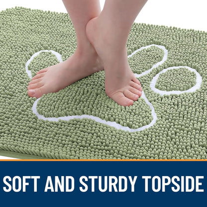 OLANLY Dog Door Mat - Absorbent Muddy Paws Doormat | Non-Slip Chenille, Quick Dry, 47x32, Sage Green