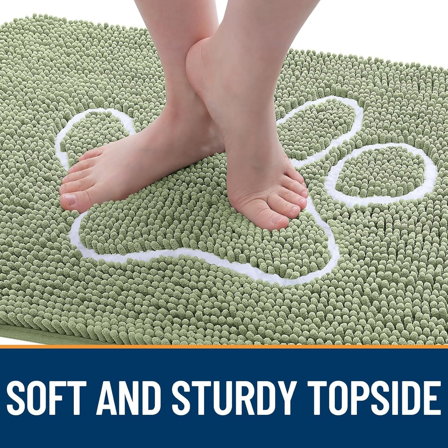 OLANLY Dog Door Mat - Absorbent Muddy Paws Doormat | Non-Slip Chenille 24x16 in Sage Green