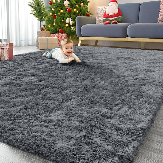 OLANLY Large Area Rug - Soft Fluffy Shaggy Indoor Carpet for Living Room & Bedroom | 10x14 Grey