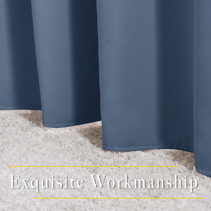 NICETOWN Blackout Living Room Curtains Extra Wide, Triple Weave Grommet Top Thermal Insulated Window Treatment Light Blocking Panels for Patio/Porch (Stone Blue, W80 x L84, Set of 2)