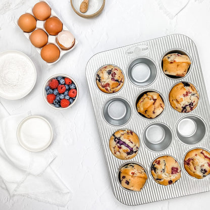USA Pan Muffin Pan - 12-Well Aluminized Steel Bakeware for Perfect Muffins