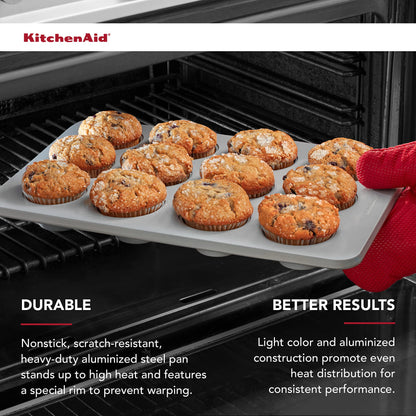 KitchenAid 12-Cup Nonstick Aluminized Steel Muffin Pan, Silver