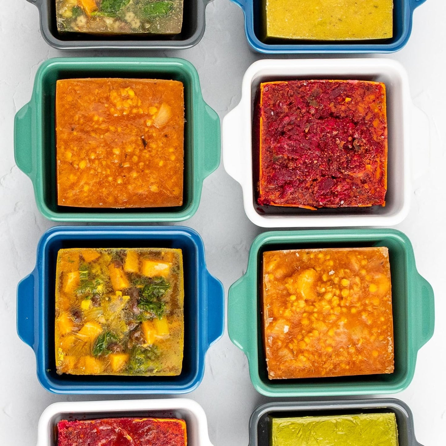 Souper Cubes Stoneware Baking Dishes - Premium 5" x 5" Mini Ceramic Set with Silicone Covers - Cranberry