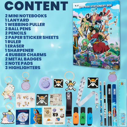 One Piece Advent Calendar 2025 - 24 Surprises Including Mini Notebook, Keychain & Pens | Perfect Anime Christmas Gift for Kids & Teens