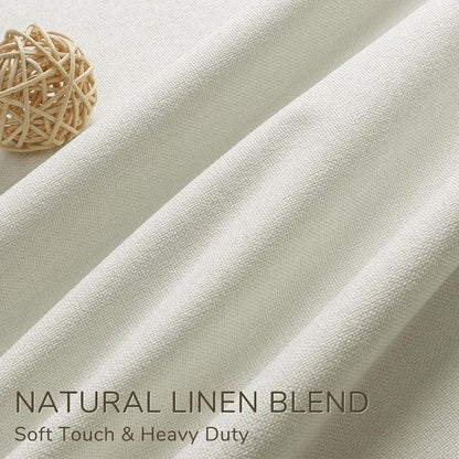 ChrisDowa Ivory Blackout Linen Curtains - 84-Inch Thermal Insulated Drapes for Living Room & Bedroom | 2 Panels