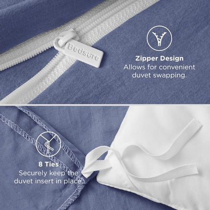 Bedsure Slate Blue Duvet Cover Twin/Twin XL Size - 2 Pieces Prewashed Polyester Extra Soft Bedding Set, Includes 1 Twin Duvet Cover 68''x90'' with Zipper Closure & 1 Pillow Sham, No Comforter
