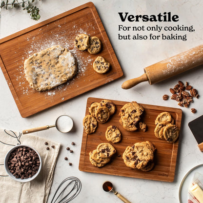 SMIRLY Wooden Cutting Boards For Kitchen - Bamboo Cutting Board Set, Wood Cutting Board Set, Cutting Board Wood, Wooden Chopping Board, Wooden Cutting Board Set