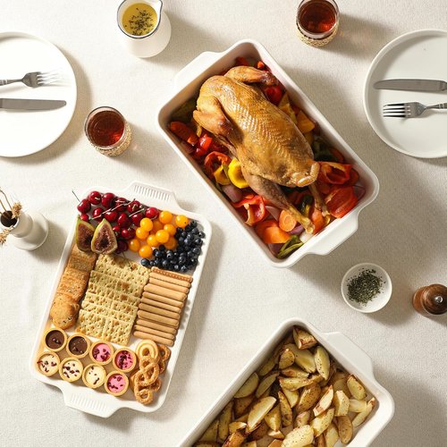Dizada Large Casserole Dish - 5.2 Qt Deep Porcelain Baking Pan | Oven, Freezer, Microwave Safe