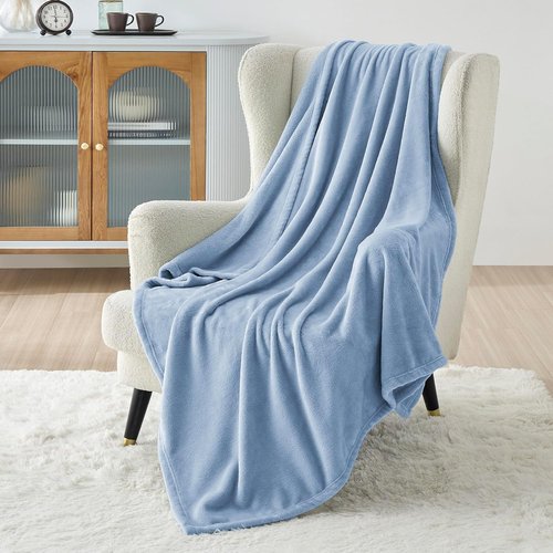Bedsure Fleece Throw Blanket - Lightweight Plush Cozy Sofa Blanket in Light Blue, 50x70 Inches