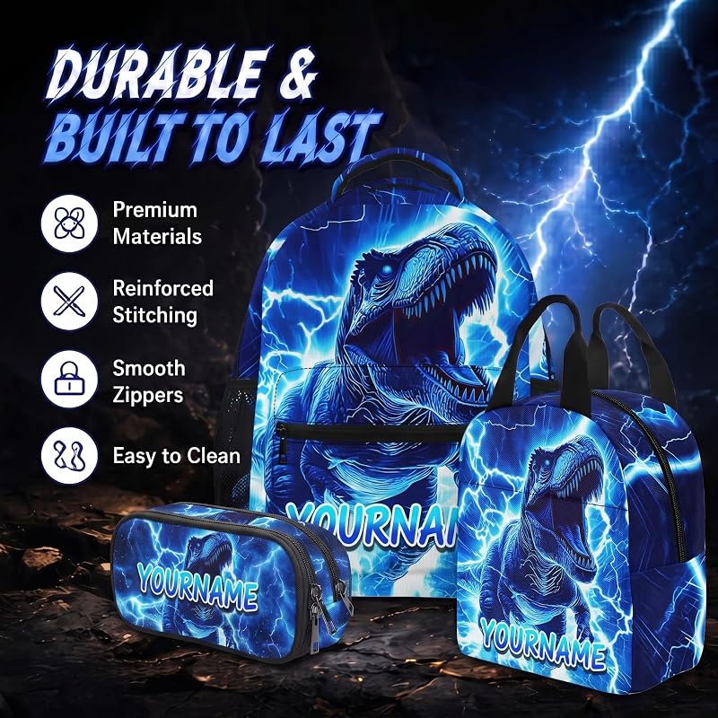 Dinosaurs-1 Custom Name Backpack for Boys - Personalized School Backpack