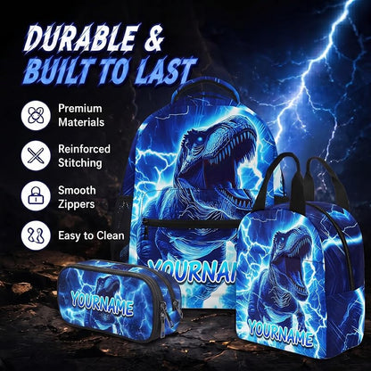 Dinosaurs-1 Custom Name Backpack for Boys - Personalized School Backpack
