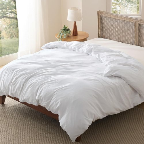 Bedsure Duvet Cover - Extra Soft Prewashed Cotton-Like Polyester, Full Size 80x90 Inches, White