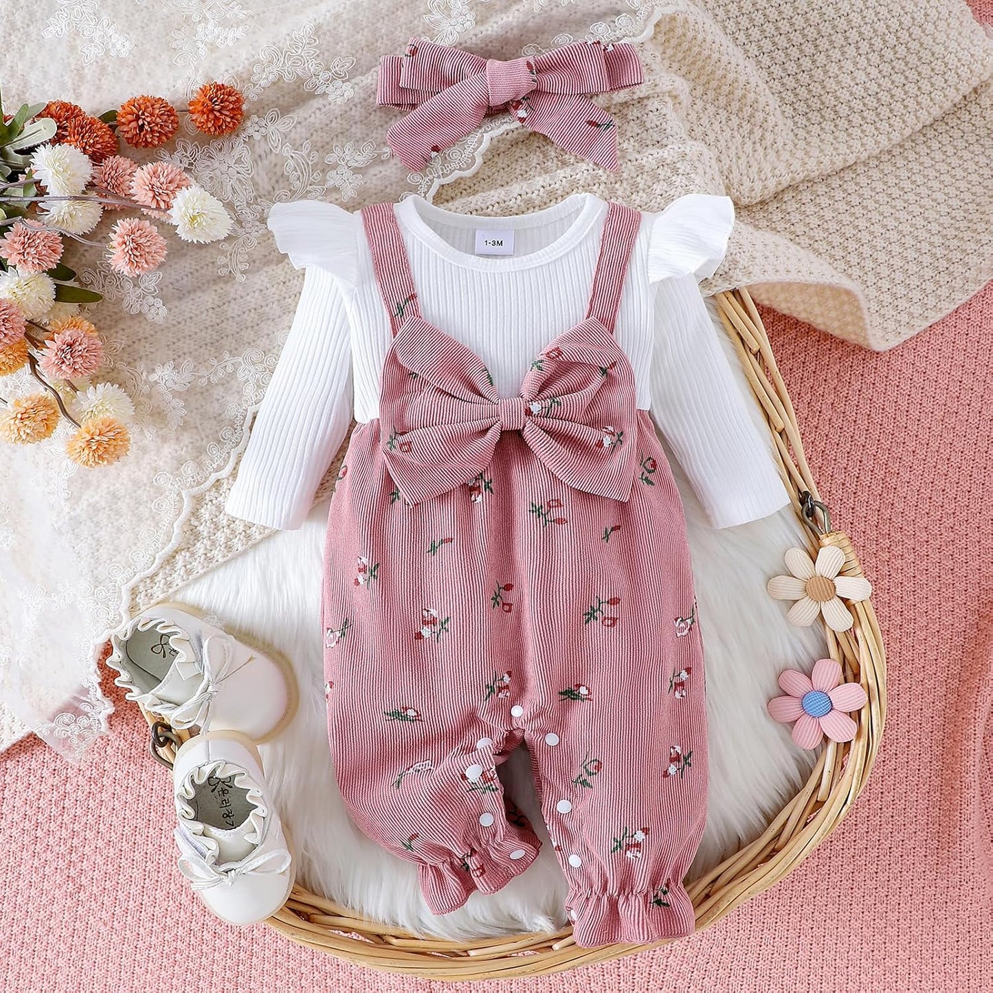 YINGISFITM Newborn Baby Girl Long Sleeve Romper - Cozy One-Piece Jumpsuit for Fall/Winter | Sizes 0-18 Months