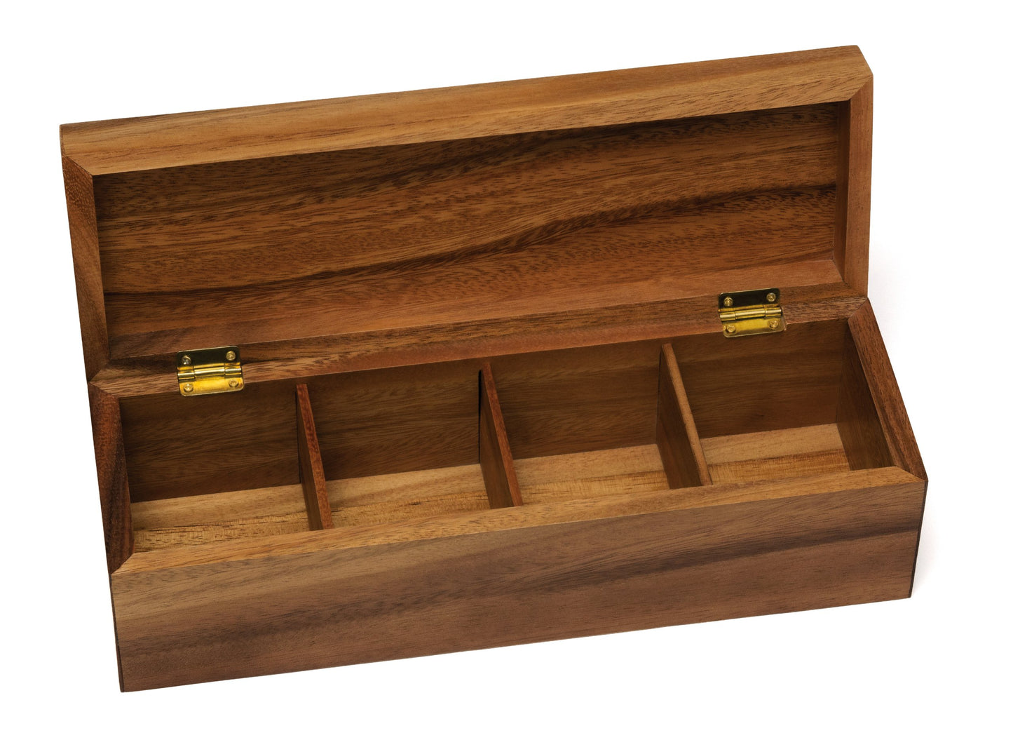 Lipper International Acacia Wood Tea Box with 4 Sections, 12-1/2" x 4-1/8" x 3-7/8"