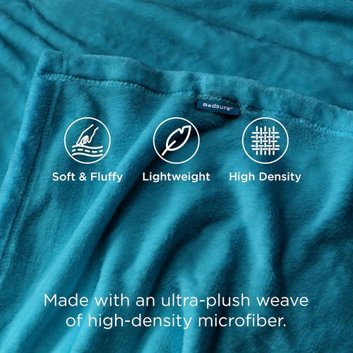 Bedsure Teal Blue Fleece Blanket - Soft, Lightweight 300GSM Plush Throw for Bed, Sofa, Travel, Camping 50x70