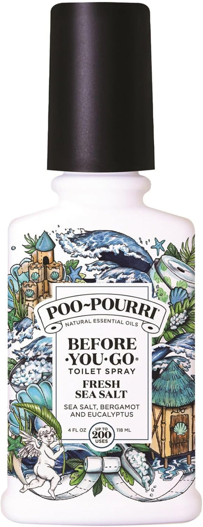 Poo-Pourri Before-You-Go Toilet Spray - Fresh Sea Salt Scent | Plant-Based Odor Deodorizer, 4 Fl Oz
