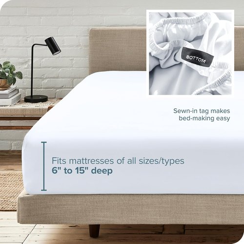 Bare Home Fitted Bottom Sheet - Ultra-Soft 1800 Microfiber Luxury - Deep Pocket Queen Size | White