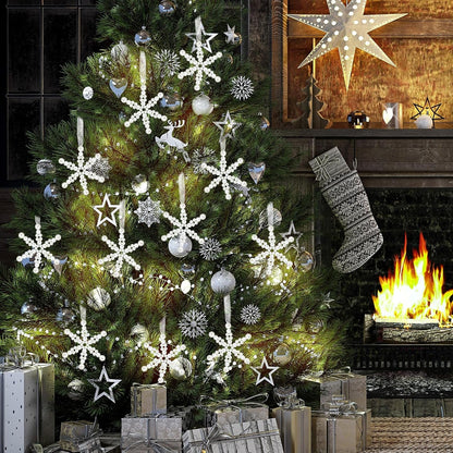 Beeveer 12 Pcs White Snowflake Ornaments - Elegant Hanging Decor for Christmas Tree & Winter Wonderland