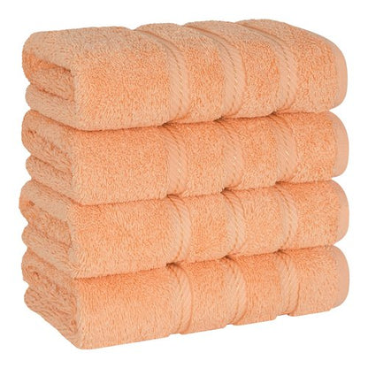 American Soft Linen Luxury Hand Towels for Bathroom, 600 GSM Heawy Weight 16x28 Size 100% Cotton Turkish 4 Piece Hand Face Towel Set, Peach Hand Towels