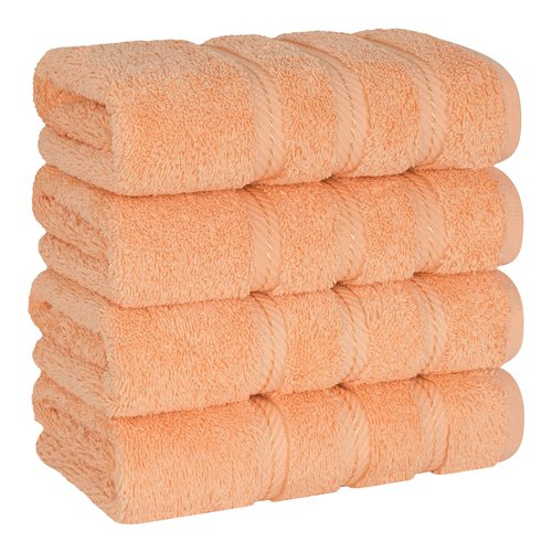 American Soft Linen Luxury Hand Towels for Bathroom, 600 GSM Heawy Weight 16x28 Size 100% Cotton Turkish 4 Piece Hand Face Towel Set, Peach Hand Towels