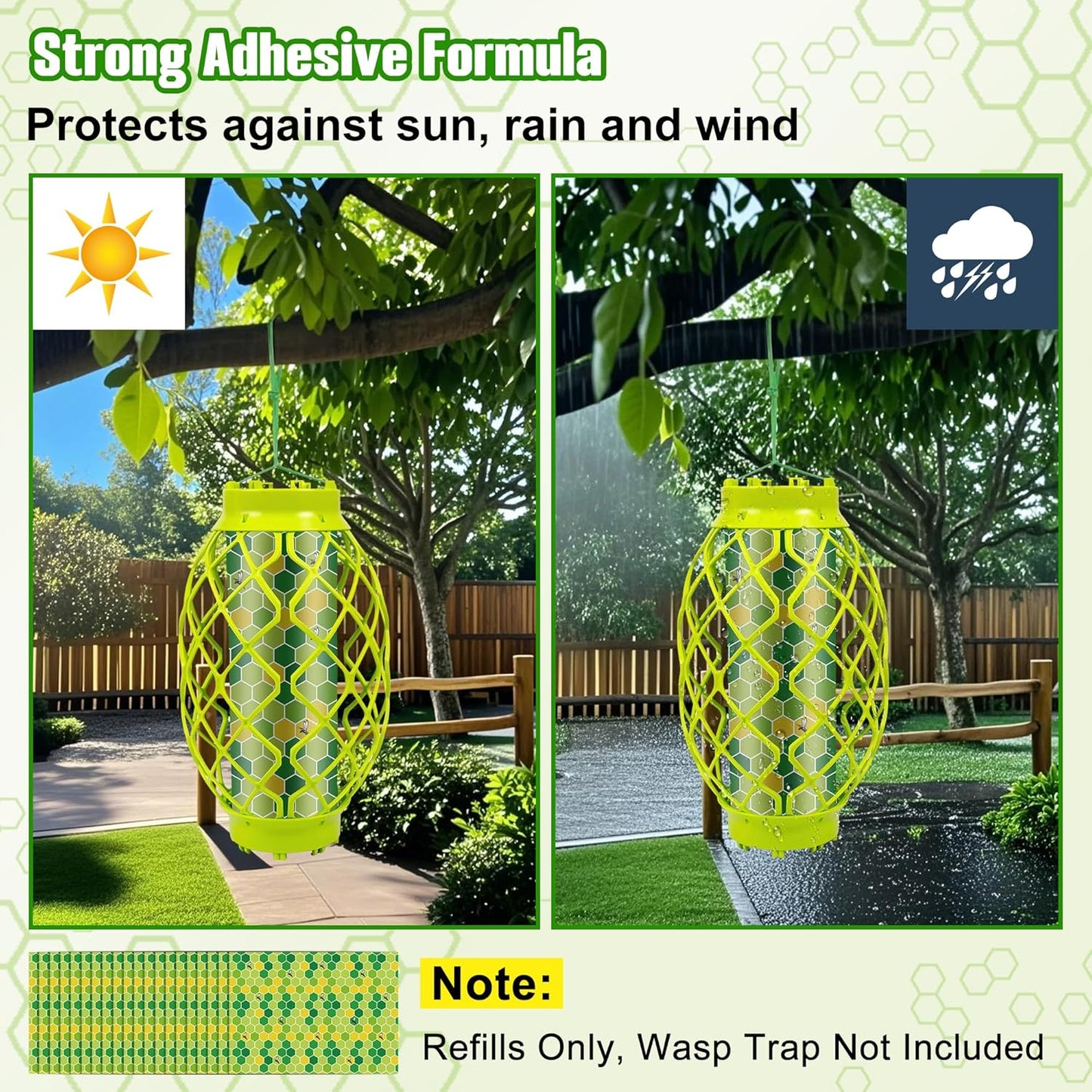 Qualirey Wasp Trap Refills - 20 Pack Super Sticky Replacement Pads for Yellow Jackets | Fits Most Traps, 12 x 8.6 Inch
