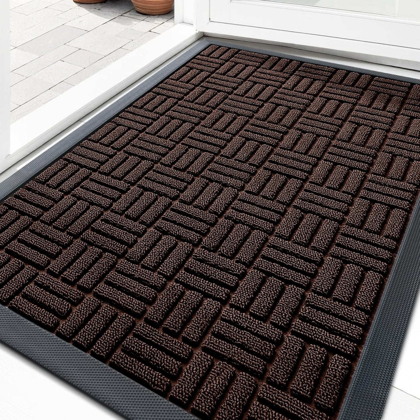 OLANLY Heavy-Duty Front Door Mat - Absorbent, Non-Slip, Stain & Fade Resistant | 29.5x17, Brown