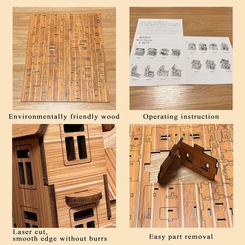 Log Cabin 3D Wooden Puzzle by [Brand Name] - DIY Miniature House Model Kit for Adults & Teens