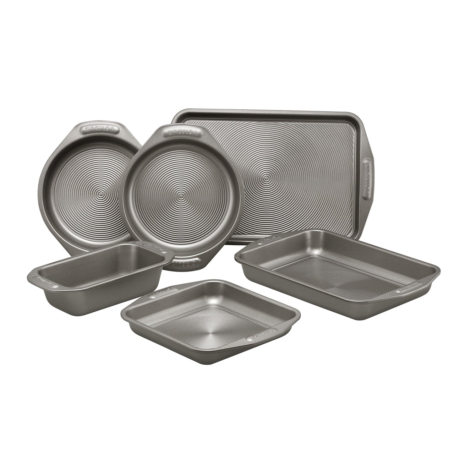 Circulon Total Nonstick Bakeware Set with Nonstick Cookie Sheet, Baking Pan and Bread Pan - 6 Piece, Gray