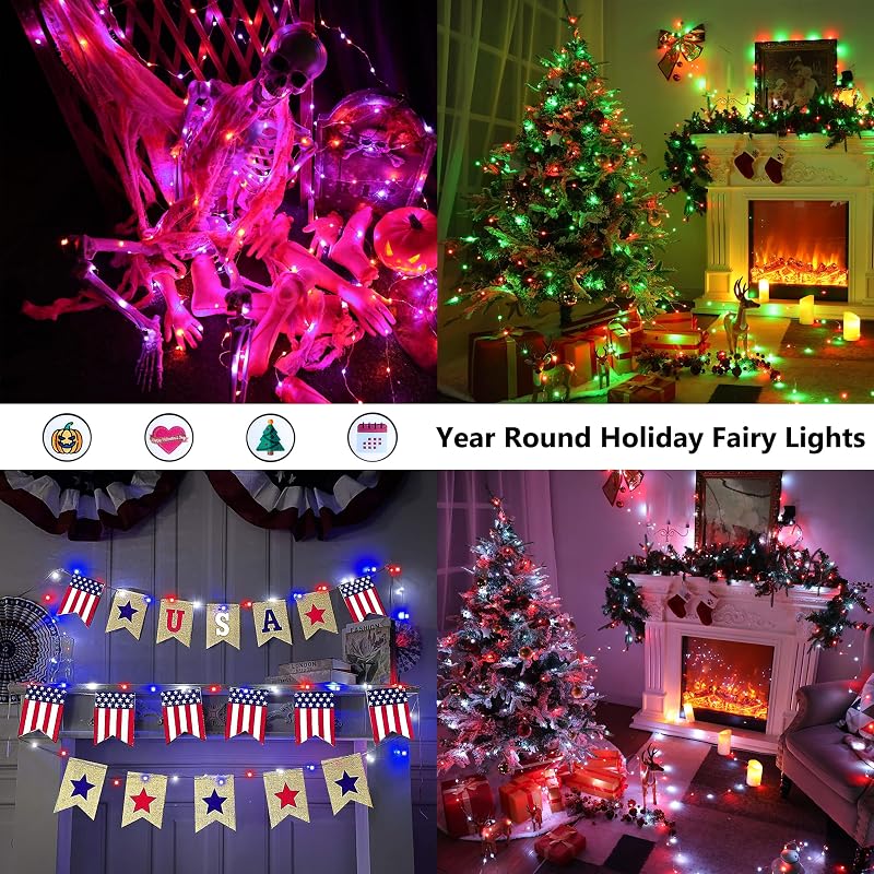 RGB Color Changing Fairy Lights with Remote, 200 LED — Brizled (Variation: RGB Color Changing)