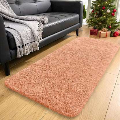 OLANLY Runner Rugs - Soft Fluffy Machine Washable 2x8 for Hallway & Bedroom | Muted Orange Decor
