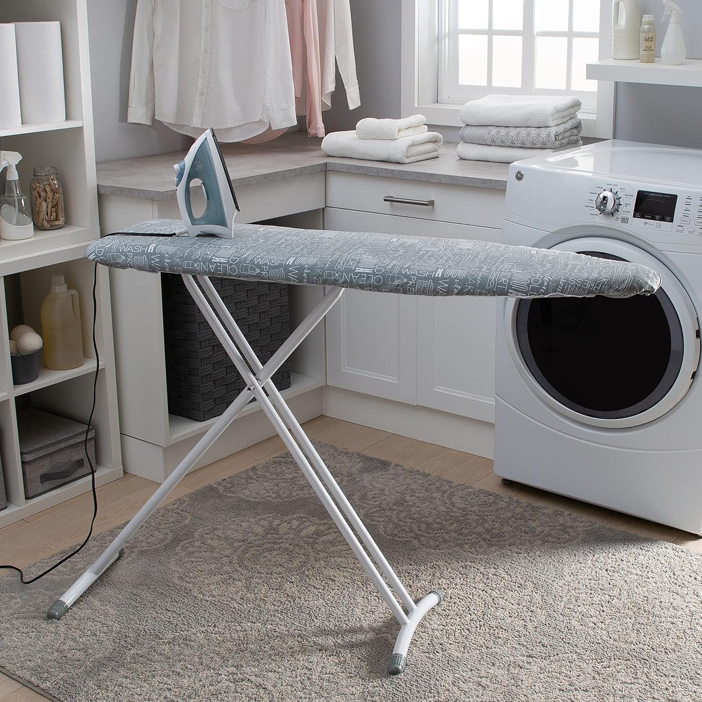 Scorch Resistant Ironing Board Cover - Thick Cotton Padding with Stretch Elastic Fit | Grey