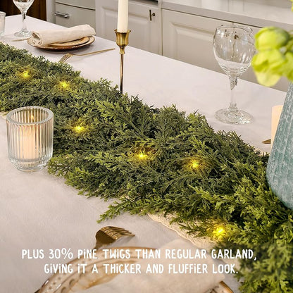 6ft Cedar Christmas Garland with 20 LEDs & Timer - Cedar-A+6 ft
