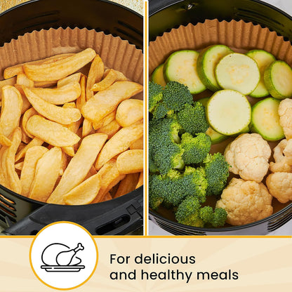 Baker's Signature 250 Pcs Air Fryer Liners - Round Non-Stick & Oil Proof for Easy Cleanup | 8 Inch for 5-8 Qt Baskets