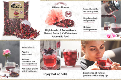 Hibiscus Tea Flowers - 1 Pound Resealable Bag - All Natural, Agua De Jamaica Leaves- Sun Dried Hibiscus- For Hot Or Cold Brew Tea