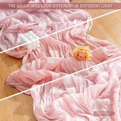 Regine Switzerland Cheesecloth Table Runner - 10 Ft Boho Rustic Sheer Decor in Dusty Pink | Perfect for Centerpieces