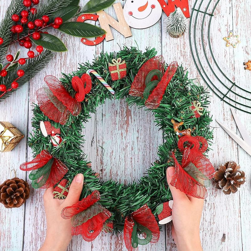 Aodaer 24 Pack 12 Inch Christmas Wire Wreath Frames - Green Metal Ring