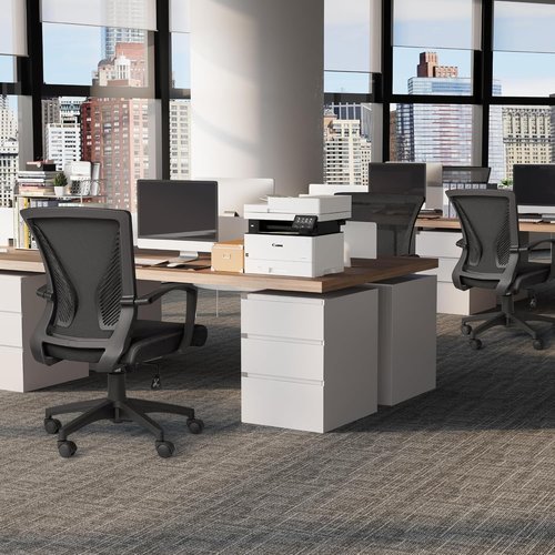 Furmax Ergonomic Office Chair - Mesh Mid Back Design with Lumbar Support & Armrests | Black