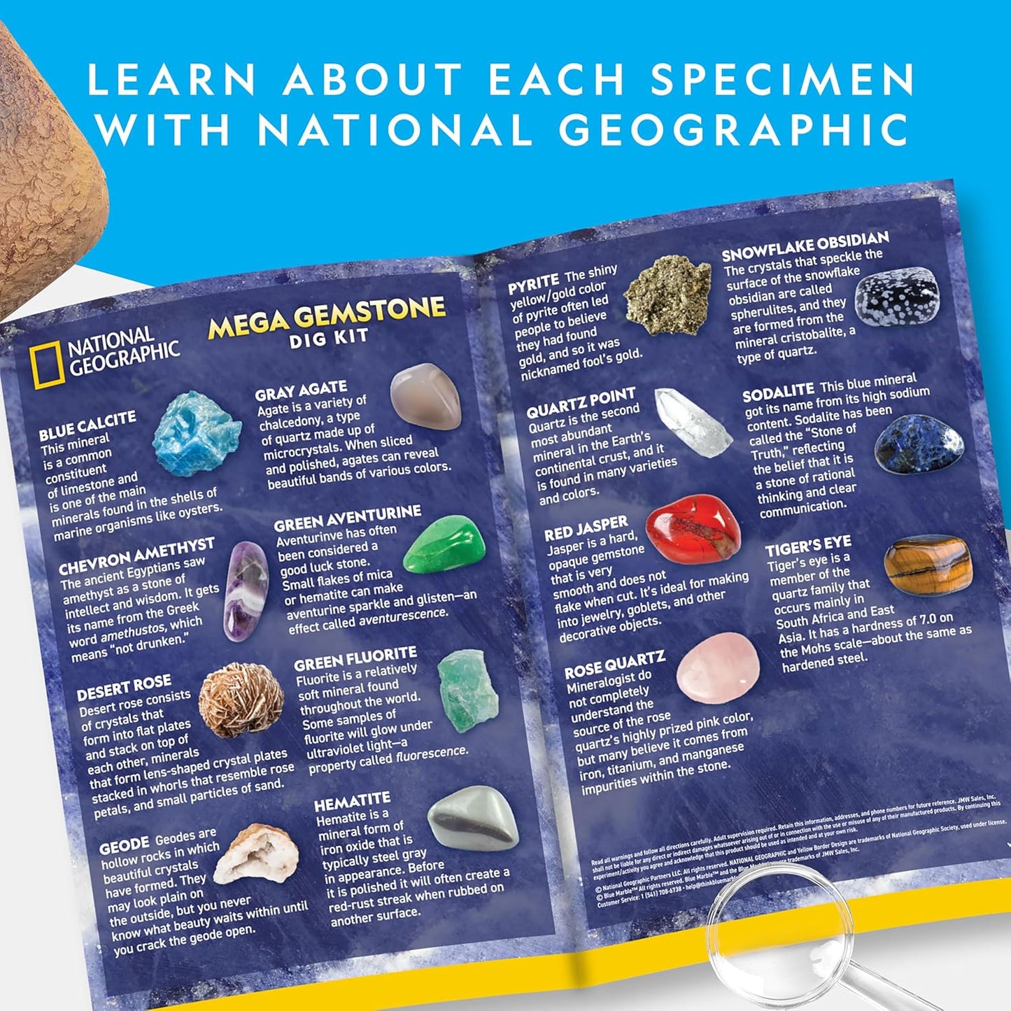 National Geographic Mega Gemstone Dig Kit - Unearth 15 Real Gemstones & Crystals | STEM Science Kit for Kids