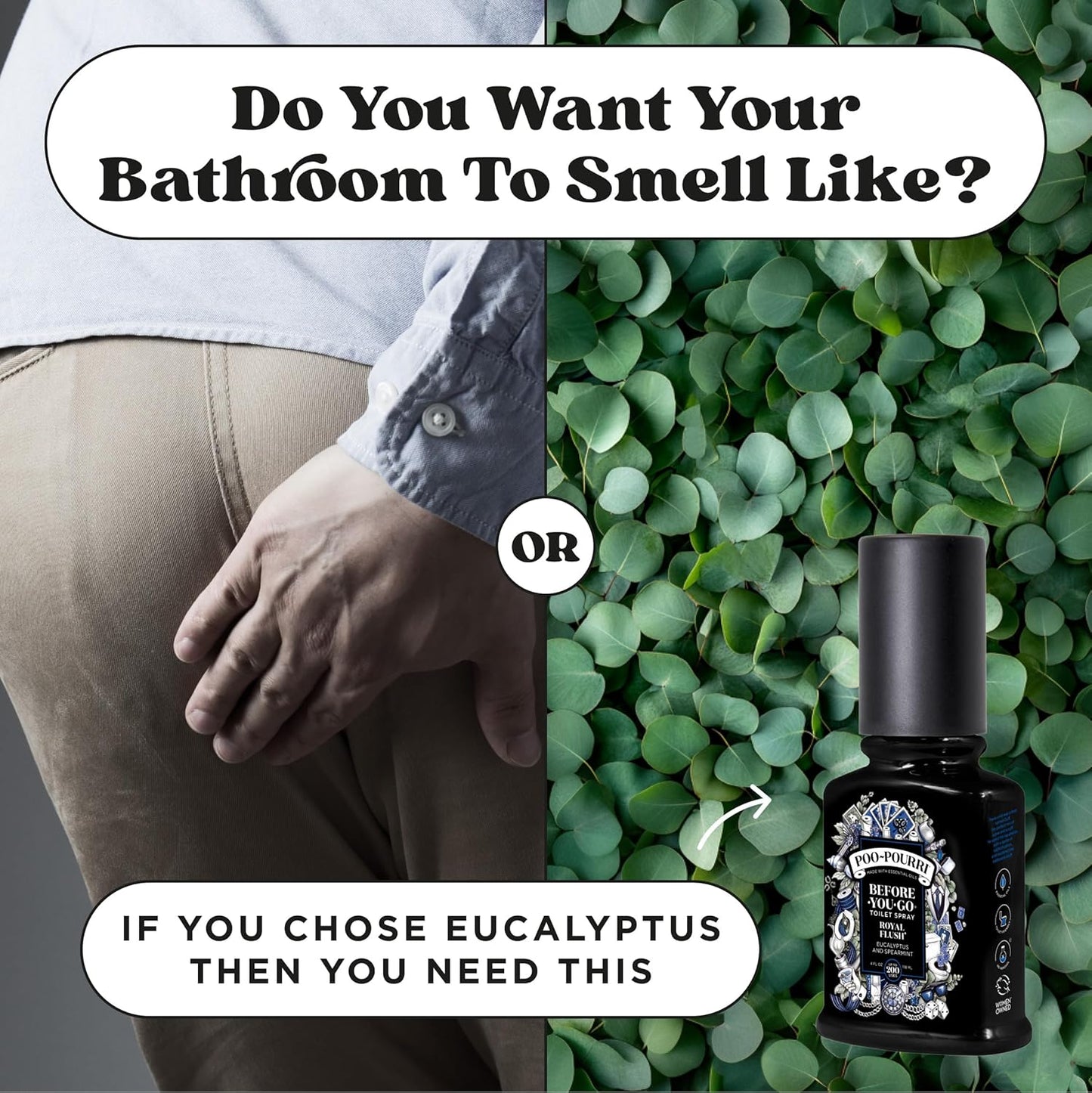 Poo-Pourri Before-You-Go Toilet Spray - Royal Flush, Eucalyptus & Spearmint, 2 Fl Oz